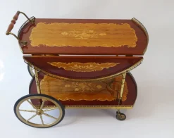 Pamono Vintage German Bar Cart with Inlaid Marquetry