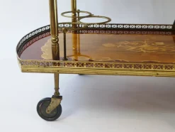 Pamono Vintage German Bar Cart with Inlaid Marquetry