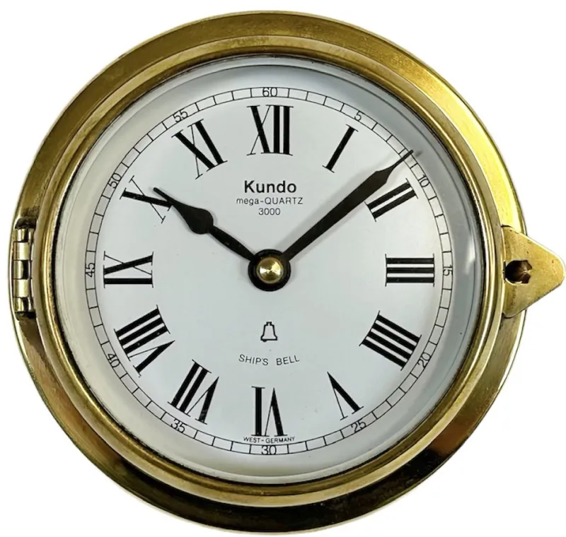 Pamono Vintage German Brass Ships Clock from Kundo, 1970s