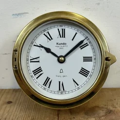 Pamono Vintage German Brass Ships Clock from Kundo, 1970s