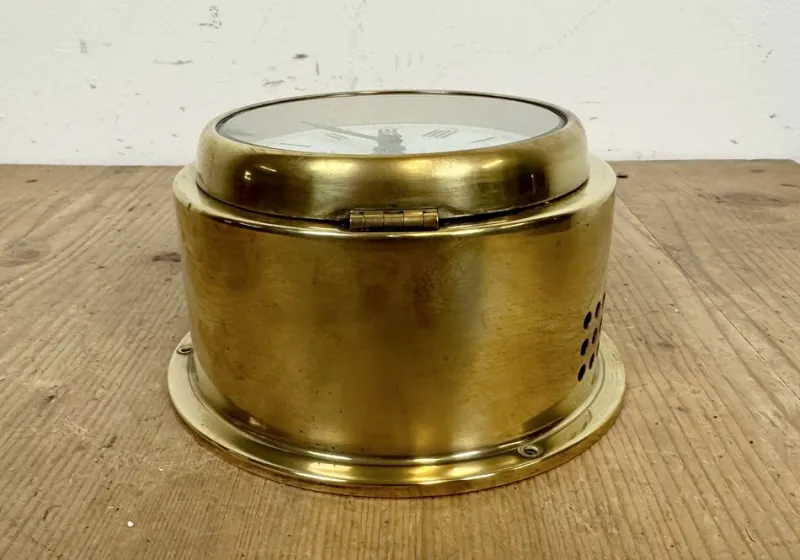 Pamono Vintage German Brass Ships Clock from Kundo, 1970s
