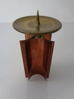 Pamono Vintage German Brutalist Candleholder in Copper and Brass, 1960s> Candleholders