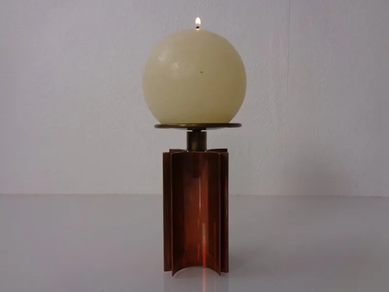Pamono Vintage German Brutalist Candleholder in Copper and Brass, 1960s> Candleholders