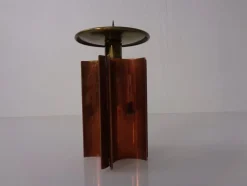 Pamono Vintage German Brutalist Candleholder in Copper and Brass, 1960s><noscript><img width=