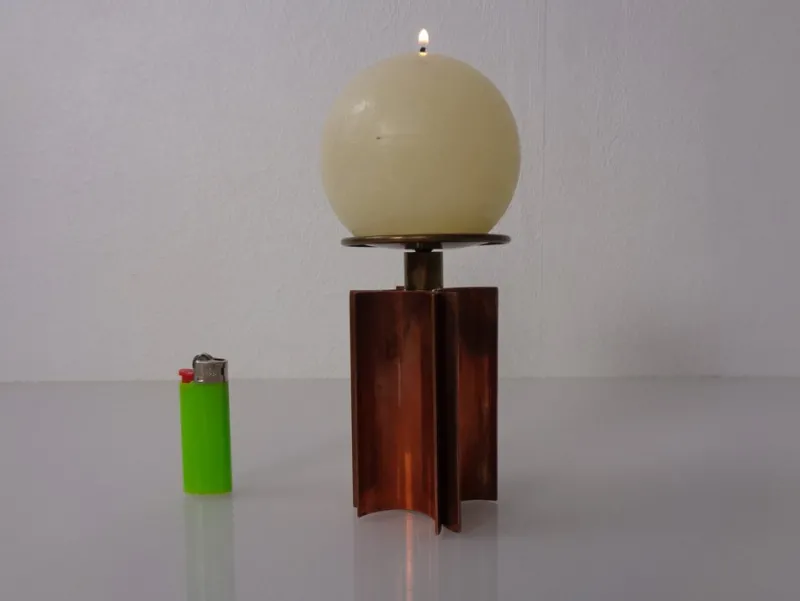 Pamono Vintage German Brutalist Candleholder in Copper and Brass, 1960s> Candleholders