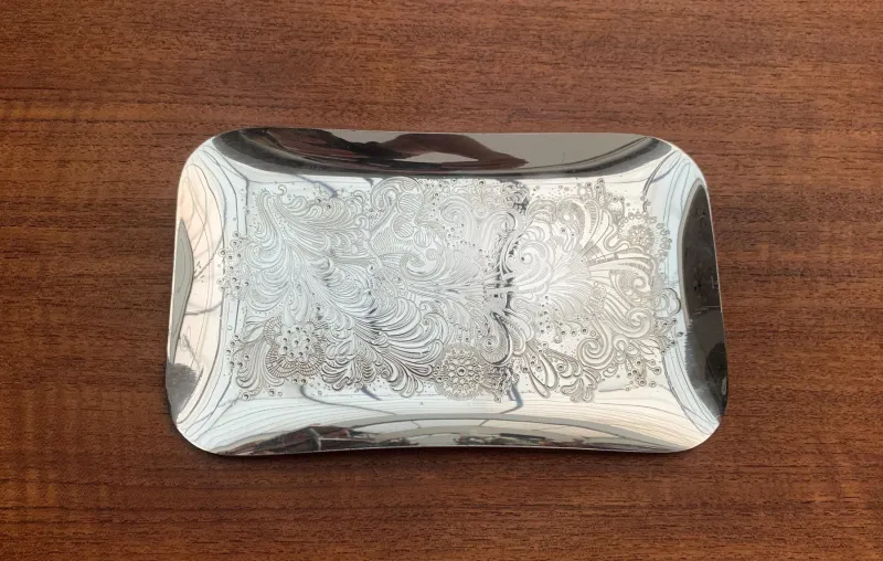 Pamono Vintage German Floral Metal Plate from WMF> Trays