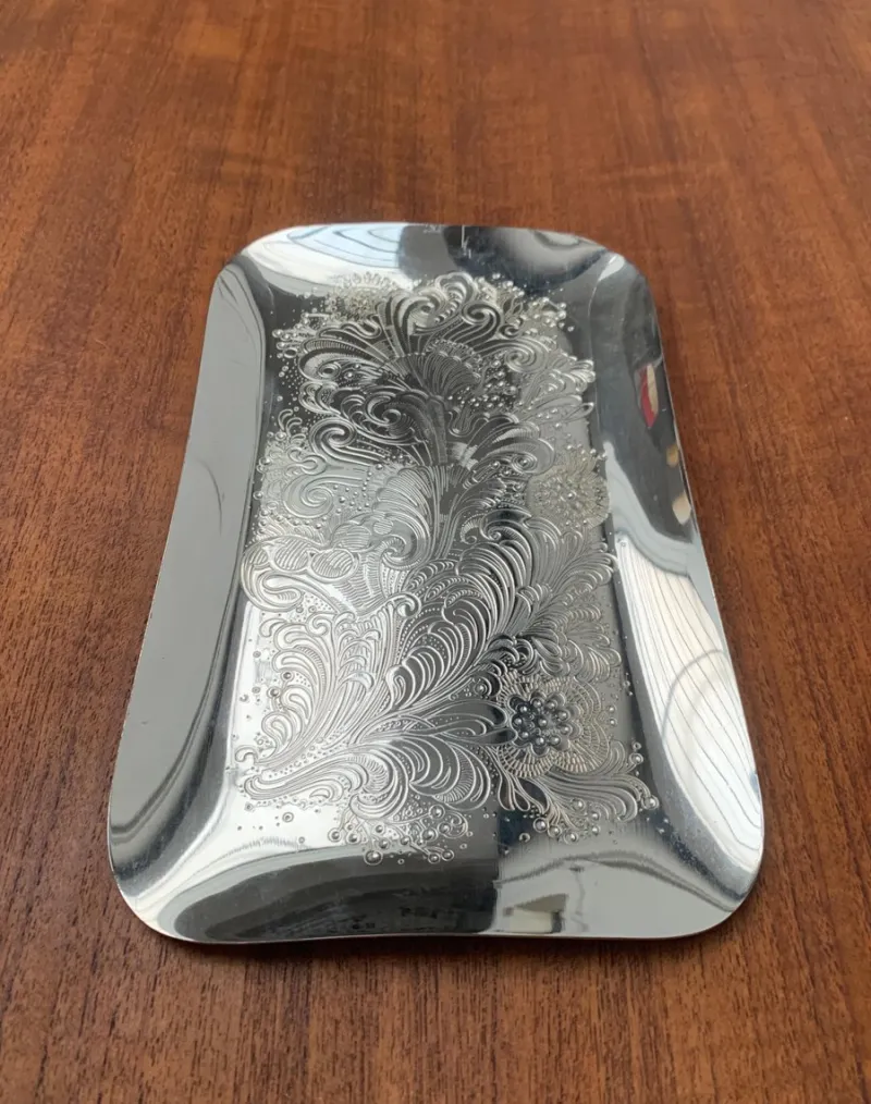 Pamono Vintage German Floral Metal Plate from WMF> Trays