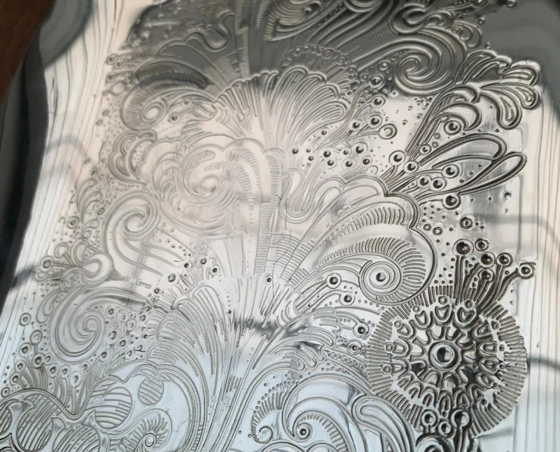 Pamono Vintage German Floral Metal Plate from WMF> Trays