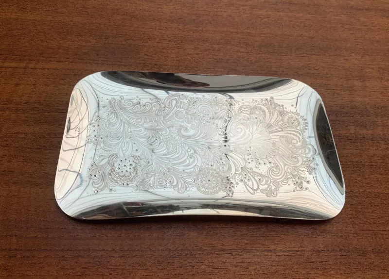 Pamono Vintage German Floral Metal Plate from WMF> Trays