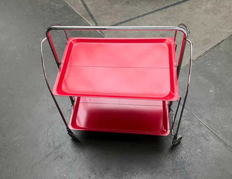 Pamono Vintage German Foldable Service Cart, Housebar or Side Table, 1970s> Serving Bar Carts & Trolleys