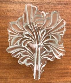 Pamono Vintage German Heavy Floral Glass Bowl from Walther Glas, 1970s><noscript><img width=