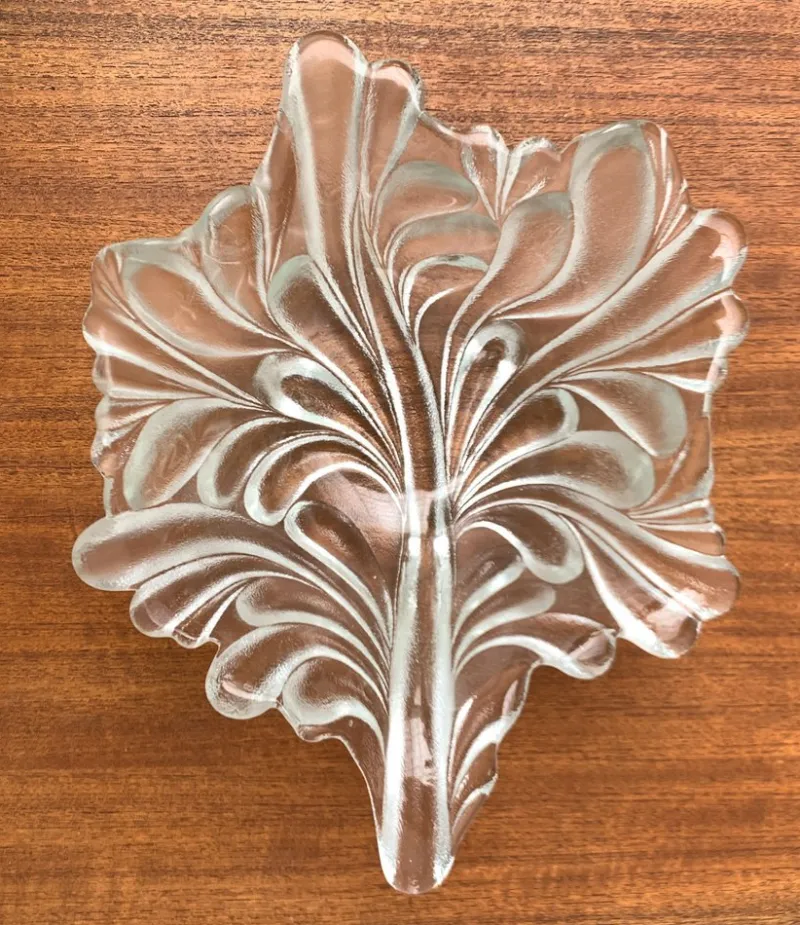Pamono Vintage German Heavy Floral Glass Bowl from Walther Glas, 1970s> Bowls