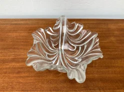Pamono Vintage German Heavy Floral Glass Bowl from Walther Glas, 1970s><noscript><img width=