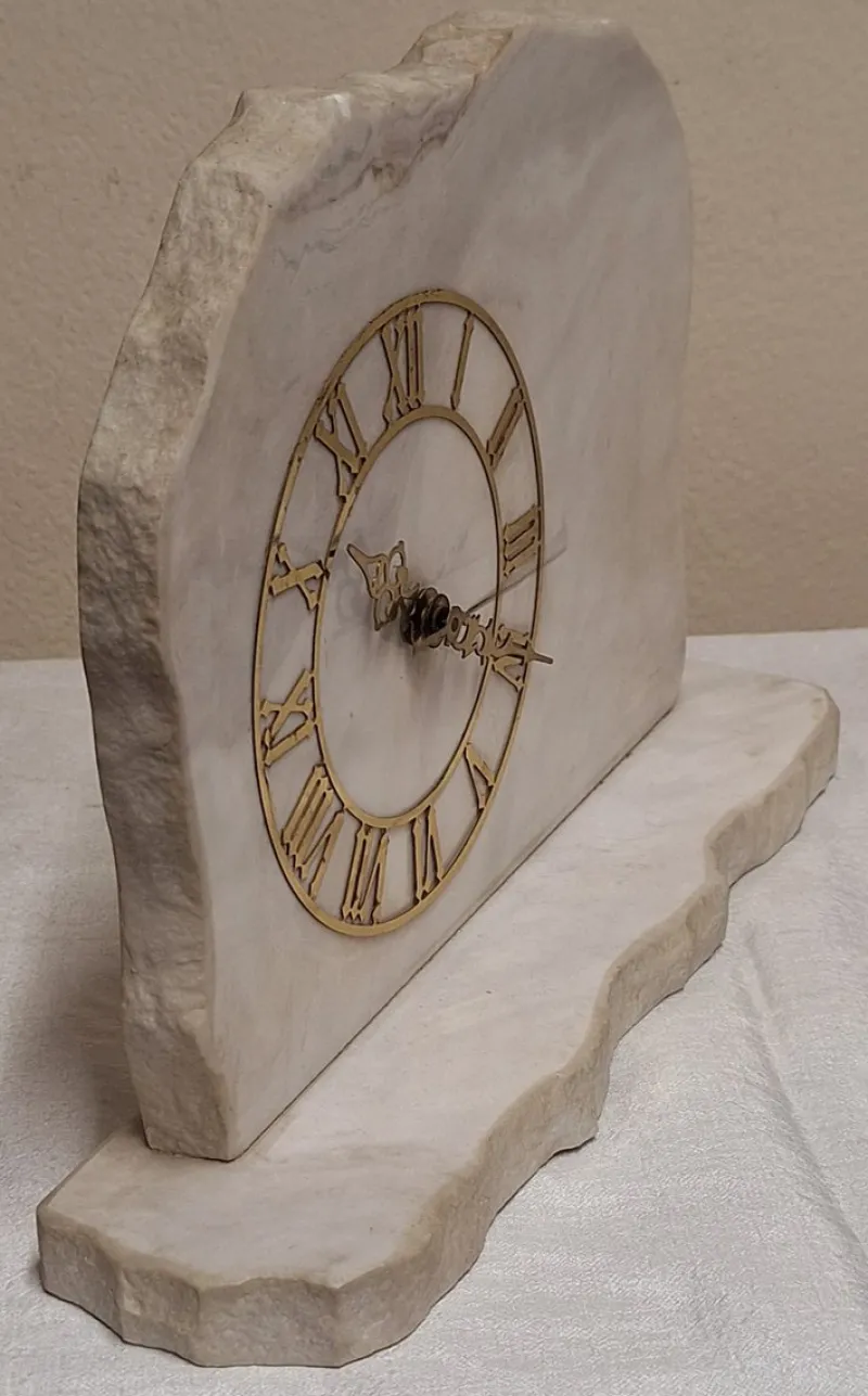 Pamono Vintage German Mantel Clock in White Marble with Brass Numerals, 1970s> Watches