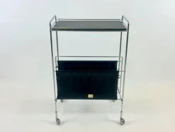 Pamono Vintage German Mini Bar Cart with Magazine Rack from Voss, 1970s><noscript><img width=