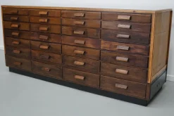 Pamono Vintage German Oak Glass Shop Counter Haberdashery Cabinet, 1950><noscript><img width=