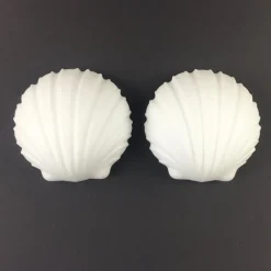 Outlet Pamono Vintage German Opaline Glass Shell-Shaped Wall Lights from Limburg, 1970s, Set of 2