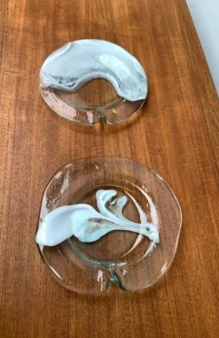 Pamono Vintage German Richartz Art Collection Glass Plate and Bowl by Hans Jürgen Richartz for Mathildenhütte, Solingen, Set of 2