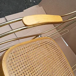 Pamono Vintage Gilt Metal & Cane Rocking Chair><noscript><img width=