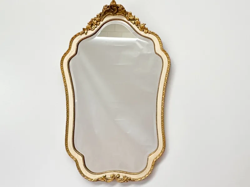 Pamono Vintage Gilt Wood Wall Mirror with Beveled Glass, 1930s> Mirrors