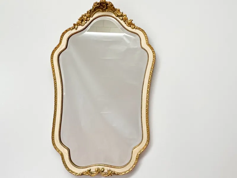 Pamono Vintage Gilt Wood Wall Mirror with Beveled Glass, 1930s> Mirrors