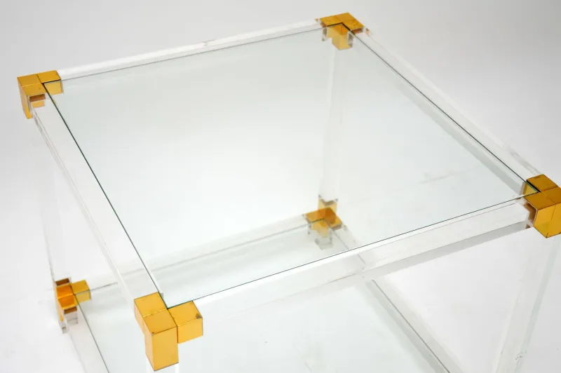 Pamono Vintage Glass and Acrylic Coffee Table, 1970s> Coffee & Side Tables