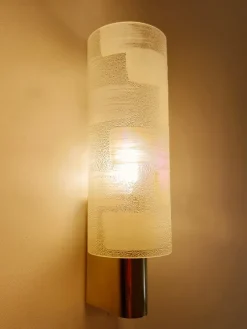 Pamono Vintage Glass and Brass Sconces, 1970s, Set of 2> Wall Lights & Sconces