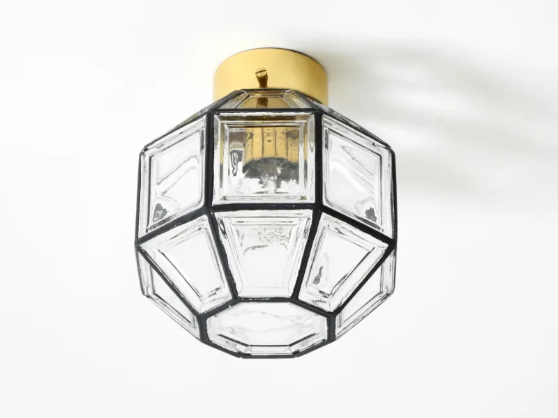 Pamono Vintage Glass Ceiling Lamp from Limburg, 1970s> Ceiling Lights