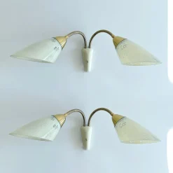 Pamono Vintage Glass Sconces, 1950s, Set of 2> Wall Lights & Sconces
