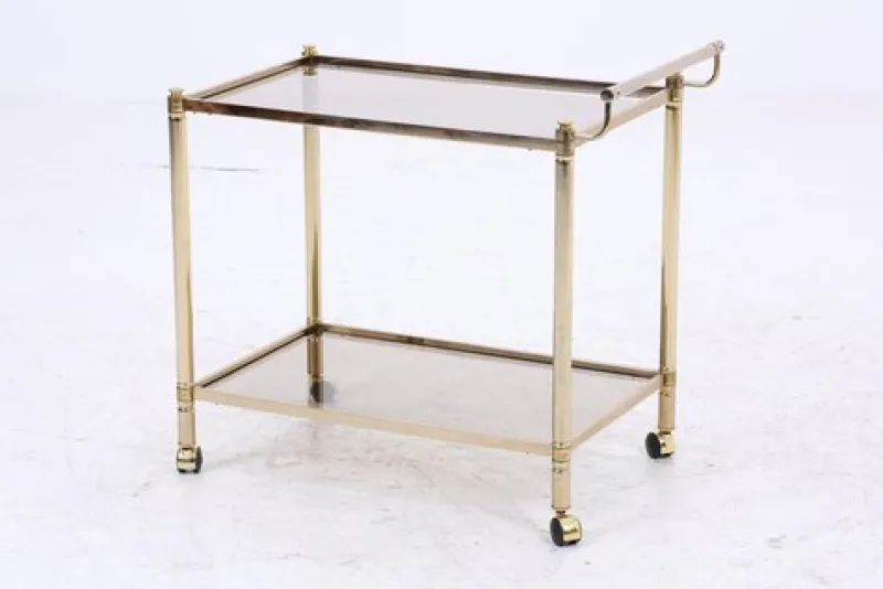 Pamono Vintage Glass Serving Cart, 1960s> Serving Bar Carts & Trolleys