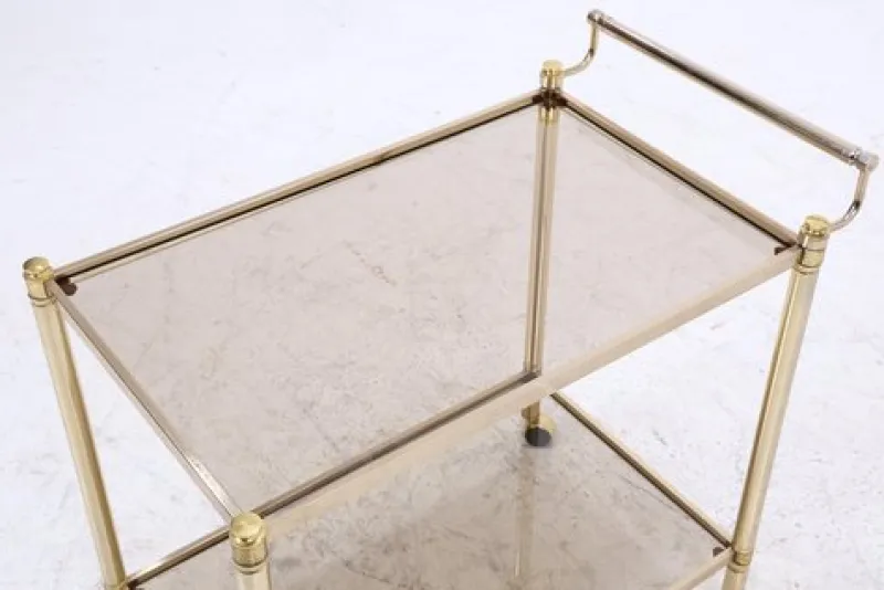 Pamono Vintage Glass Serving Cart, 1960s> Serving Bar Carts & Trolleys