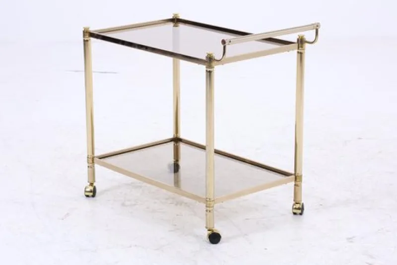 Pamono Vintage Glass Serving Cart, 1960s> Serving Bar Carts & Trolleys