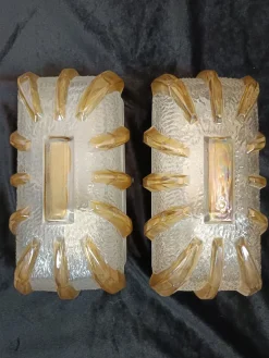 Pamono Vintage Glass Wall Lights, 1970s, Set of 2><noscript><img width=