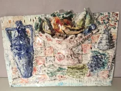 Pamono Vintage Glazed Terracotta Panel by Giulio Guerrieri for San Polo, 1950s><noscript><img width=