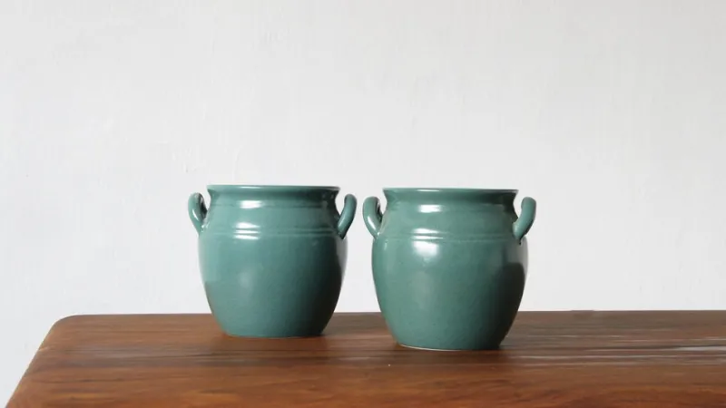 Pamono Vintage Glazeds Pot by Höganäs Keramik, Set of 2> Planters And Jardiniere
