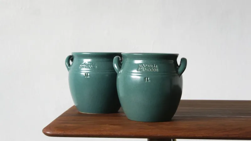 Pamono Vintage Glazeds Pot by Höganäs Keramik, Set of 2> Planters And Jardiniere