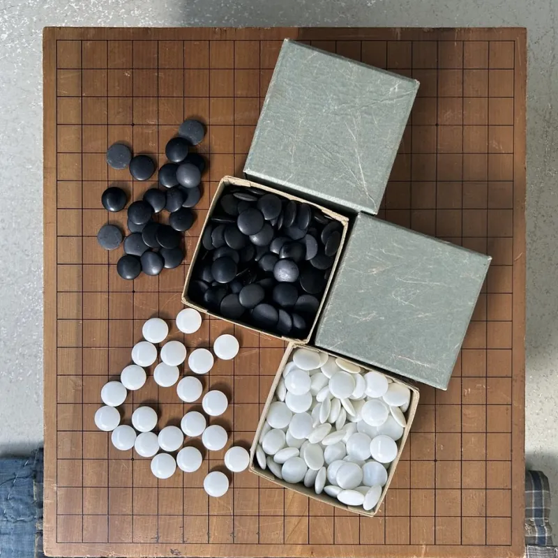 Pamono Vintage Go Game Board Goban Kaya, Japan, 1950s, Set of 3