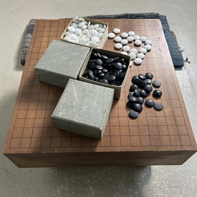 Pamono Vintage Go Game Board Goban Kaya, Japan, 1950s, Set of 3