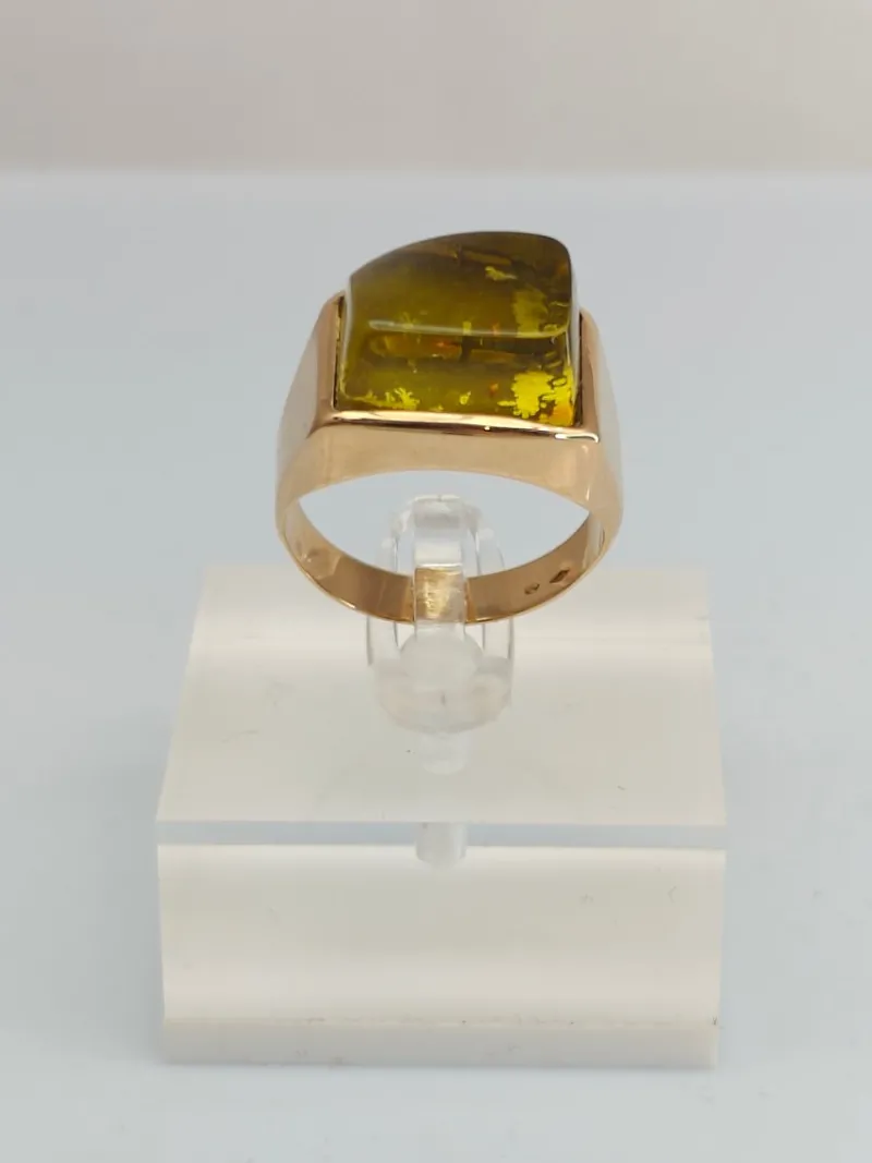 Best Pamono Vintage Gold Ring with Amber, 1966