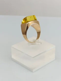 Best Pamono Vintage Gold Ring with Amber, 1966