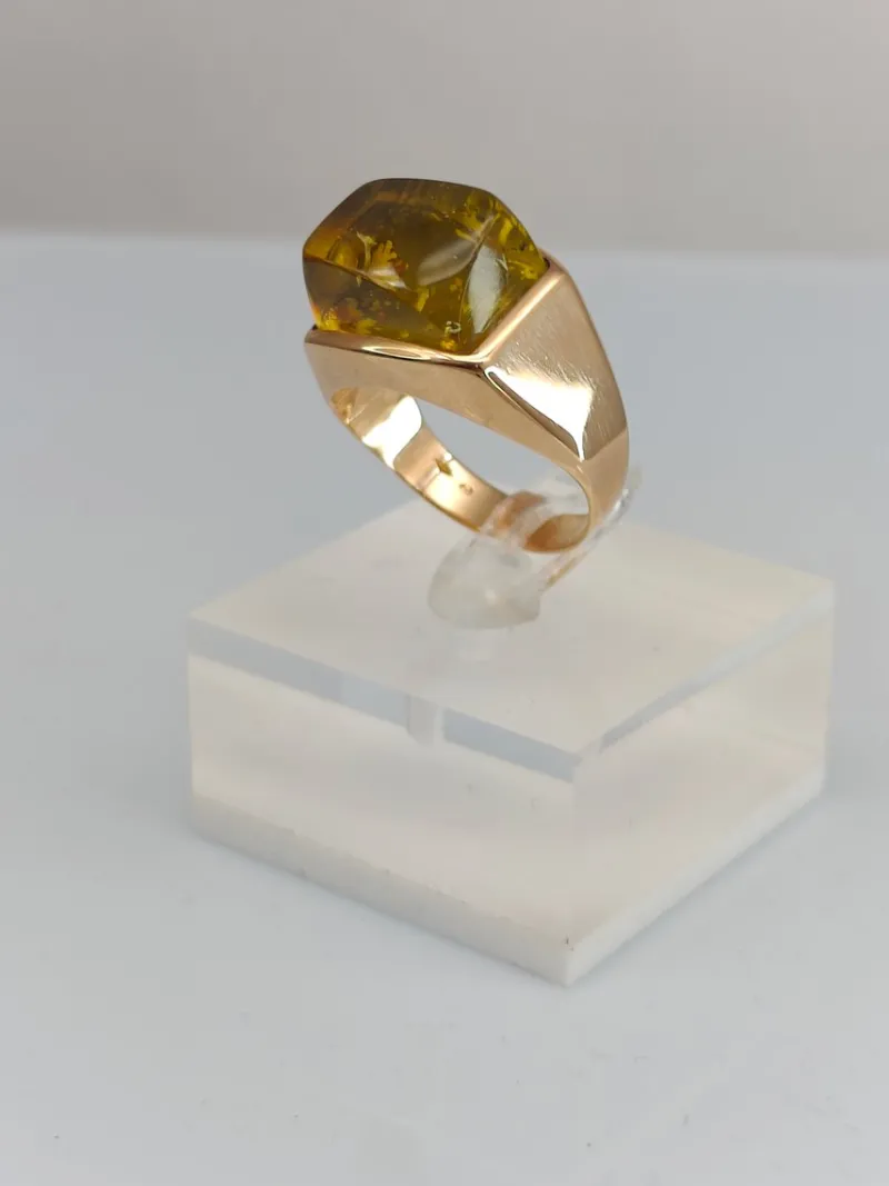 Best Pamono Vintage Gold Ring with Amber, 1966