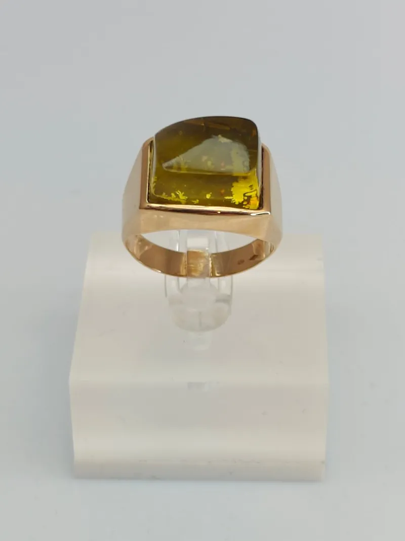 Best Pamono Vintage Gold Ring with Amber, 1966