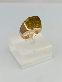 Best Pamono Vintage Gold Ring with Amber, 1966