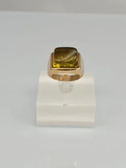 Best Pamono Vintage Gold Ring with Amber, 1966