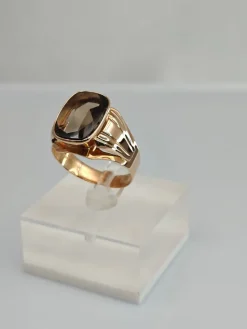 Pamono Vintage Gold Ring with Quartz, 1966><noscript><img width=