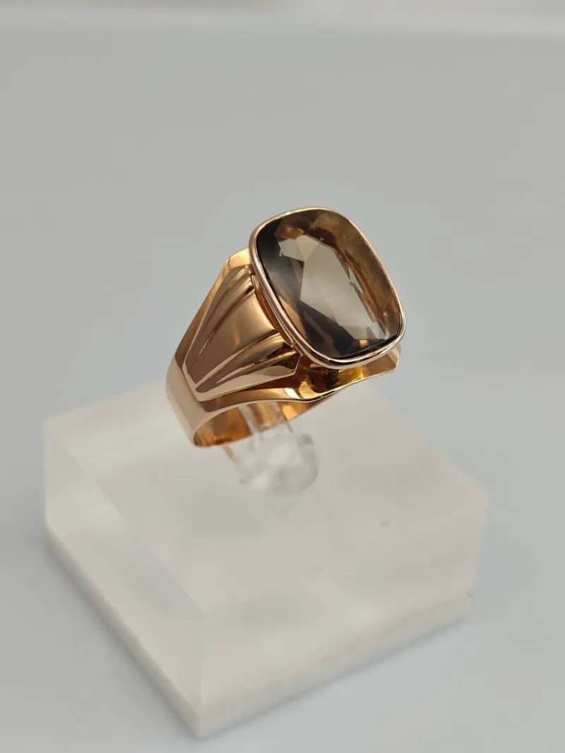 Pamono Vintage Gold Ring with Quartz, 1966> Rings