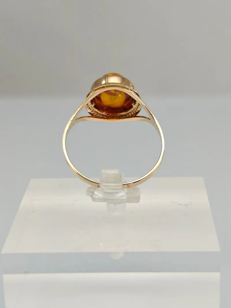 Sale Pamono Vintage Gold Set of Ring and Earrings with Baltic Amber, 1970s, Set of 3