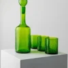 Pamono Vintage Green Crackle Murano Glass Decanter and Glasses, Italy, 1960s, Set of 4> Glassware