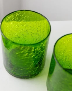 Pamono Vintage Green Crackle Murano Glass Decanter and Glasses, Italy, 1960s, Set of 4><noscript><img width=