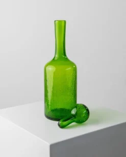 Pamono Vintage Green Crackle Murano Glass Decanter and Glasses, Italy, 1960s, Set of 4><noscript><img width=